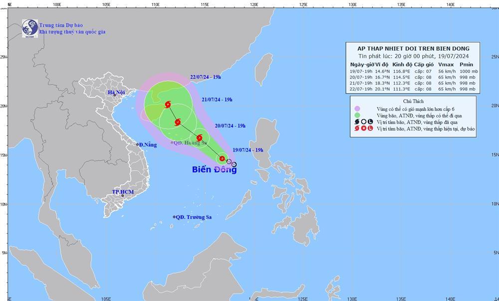 Dự báo thời tiết 20/7/2024: Áp thấp nhiệt đới mạnh lên, cả nước có mưa